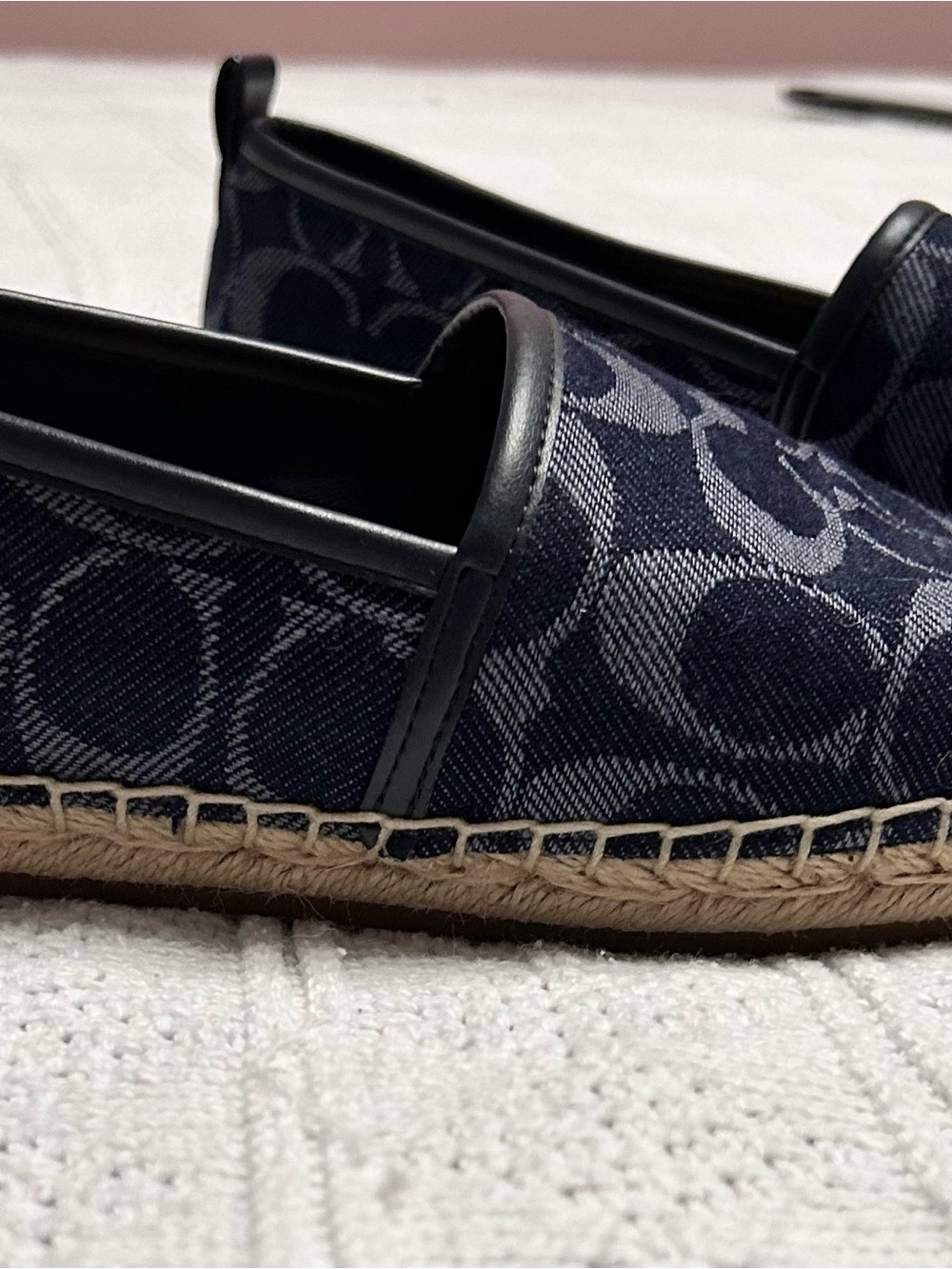 COACH Navy Signature Canvas Espadrille Flats - Picture 3 of 6